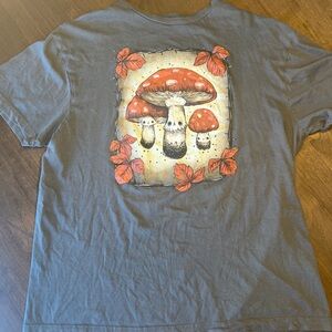 Hot Topic Gray Tee with Red Mushroom Design